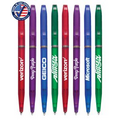 Certified USA Made, "Stately-Slim" Frosted Twist-Action Ballpoint Pen with Nickel Trim